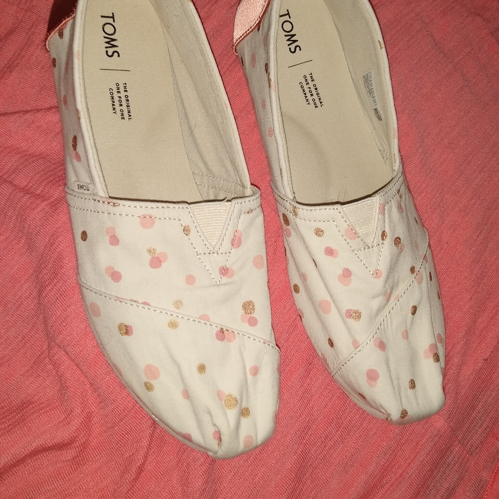 Valentine's Tom's Pink and Gold Glittery Polka Dot